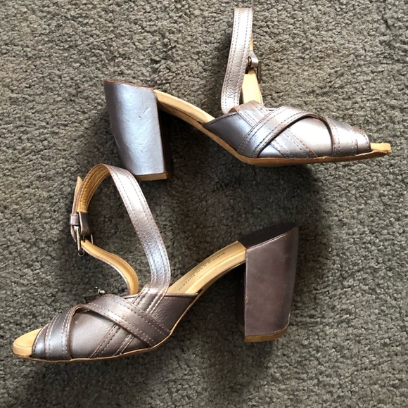 Dries Van Noten Metallic Block Heel Sandal 39.5 - Picture 12 of 14